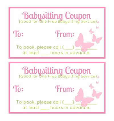Baby Sitting Coupon Sheet Template