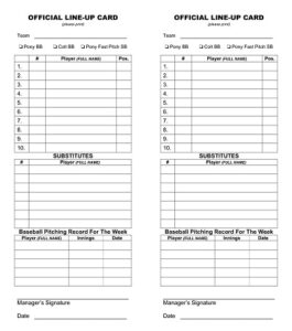 25+ Free Printable Baseball Lineup Card Templates (PDF, Excel ...