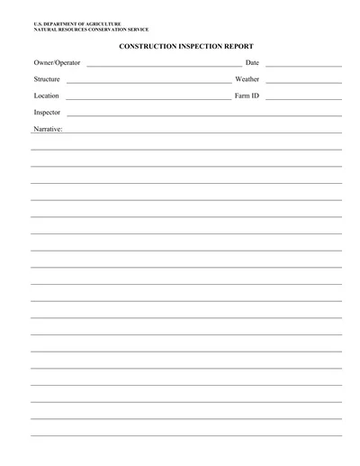 Blank Construction Inspection Report Template