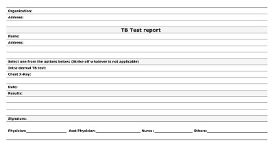 TB Test Result Form Template