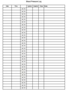 Printable Blood Pressure Log Templates » Template Republic