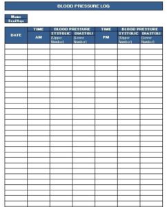 Printable Blood Pressure Log Templates » Template Republic