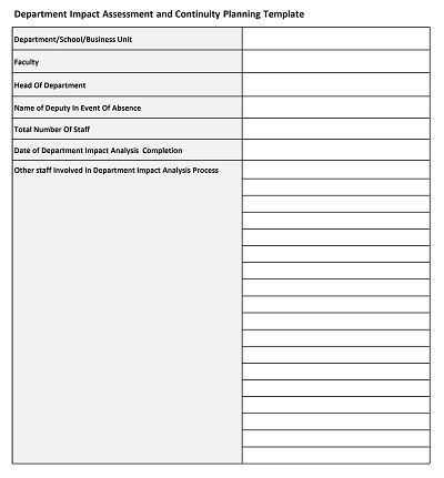 Business Continuity Planning Template