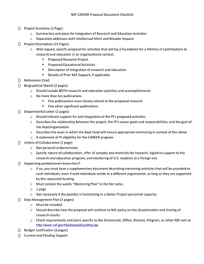 Career Proposal Document Checklist Template
