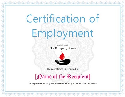 certificate of employment format
