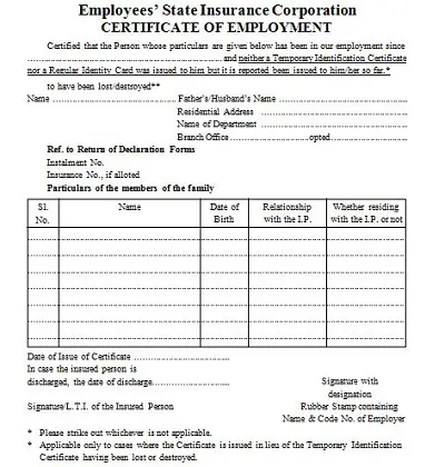 employment certification sample