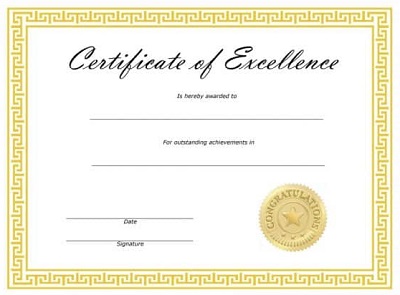 certificate of excellence template word