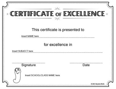 free certificate of excellence template
