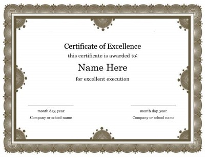 certificate of excellence template free download
