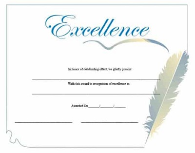 printable certificate of excellence