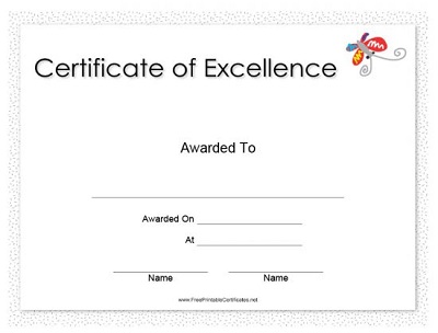 certificate of excellence in word format