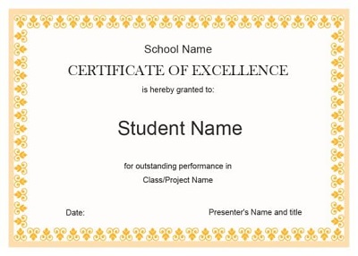 certificate of excellence for employee