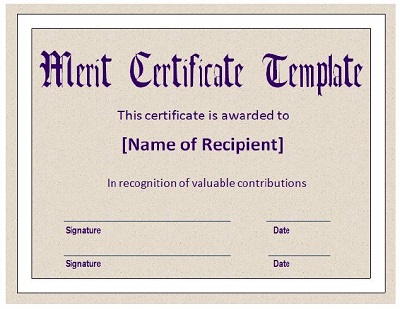certificate of merit sample