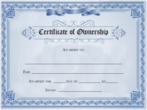 20+ Certificate Of Ownership Templates » Template Republic