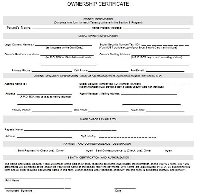 certificate of ownership form