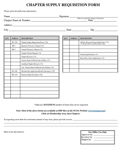 Chapter Supply Requisition Form