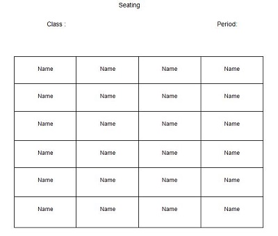 classroom seating chart template word