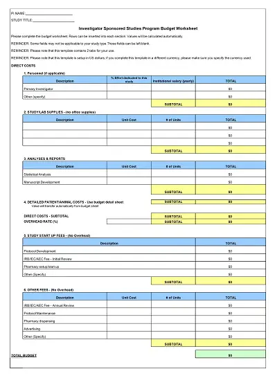 Clinical Laboratory Budget Template
