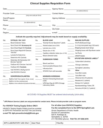 Clinical Supplies Requisition Form
