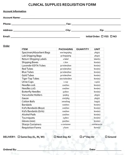 Clinical Supply Requisition Form