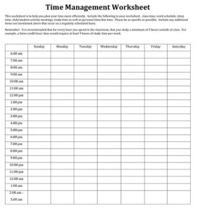 32+ Free Time Management Worksheet Templates For Students & Employees ...