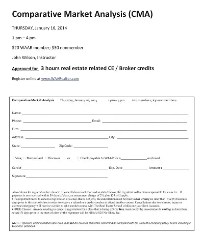Comparative Market Analysis Form Template