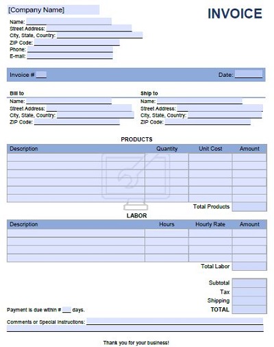 computer repair receipt