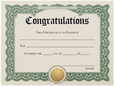 congradulations certificate