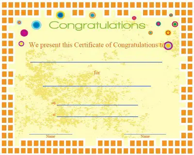 congratulations certificates