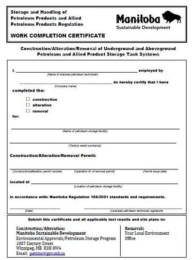 work completion certificate