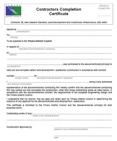 work completion certificate format