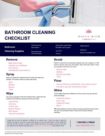 Daily Bathroom Cleaning Checklist Template
