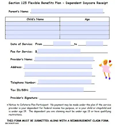 printable daycare receipts