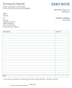 Free Debit Note Templates Excel, PDF » Template Republic