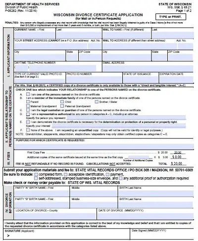 divorce certificate format