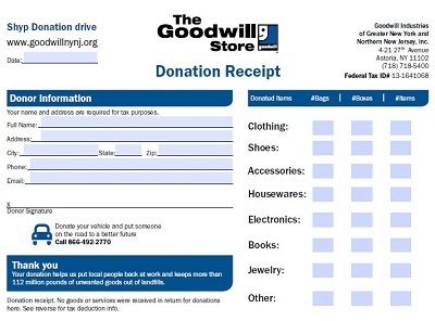 donation receipt forms