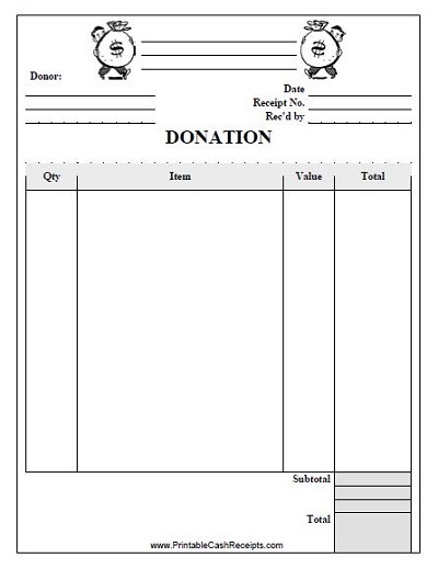 printable donation receipt