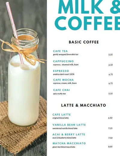free printable drink menu template