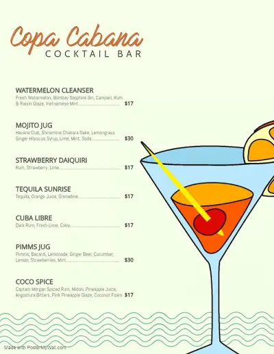 beverage menu template