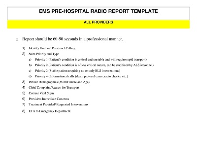 EMS Radio Report Template