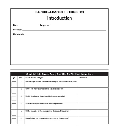 Electrical Inspection Management Checklist Template