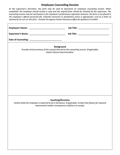 Employee Counseling Session Form