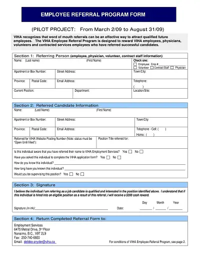 Employee Referral Program Form
