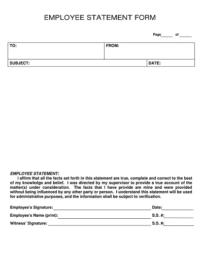 Employee Statement Form Template