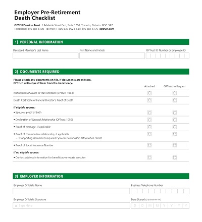Employer Pre-Retirement Death Checklist