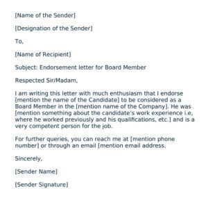 45+ Free Sample Letter of Endorsement Templates (PDF, Doc) » Template ...