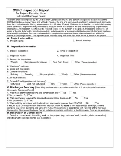 Environmental Inspection Report Template