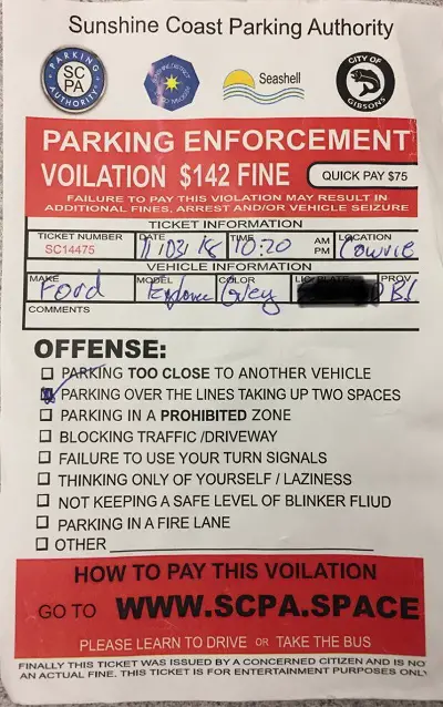 fake parking tickets