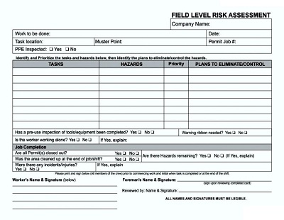 Field Level Job Risk Assessment