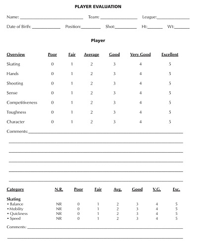 Player Evaluation Form Template